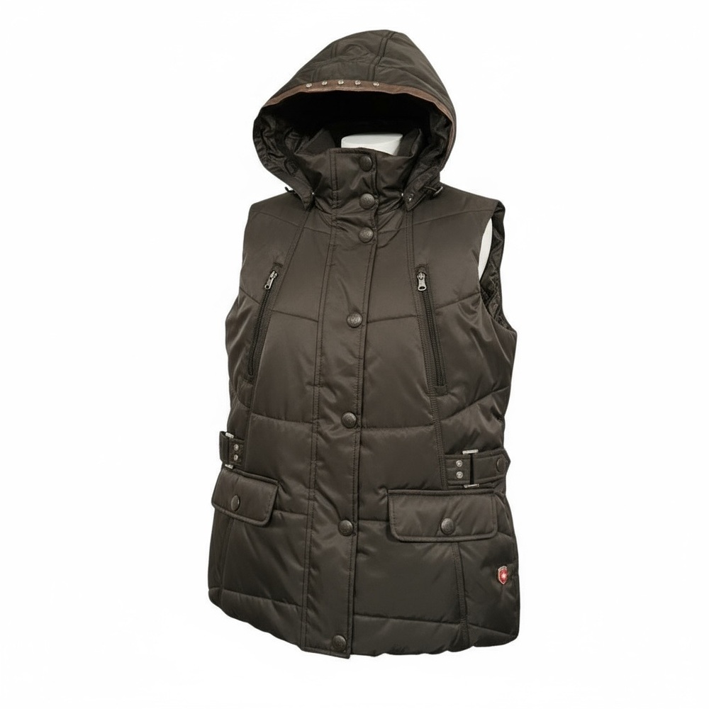 Wellensteyn Biscaya Women's Hooded Puffer Vest Sz Medium detachable Hood Quilted